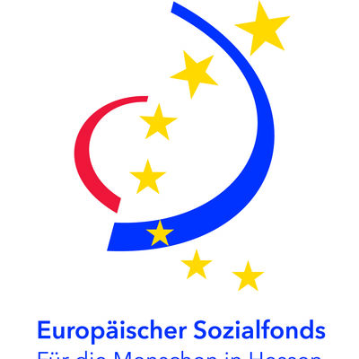 Wortbildmarke Europ€ischer Sozialfonds Hessen.