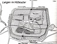 Langen im Mittelalter (nach Manfred Neusel, Langens Entwicklung bis 1918 in Übersichten. In: 1883-1983, 100 Jahre Stadtkirche, 100 Jahre Stadtreche Langen (1983), Seite 16).
