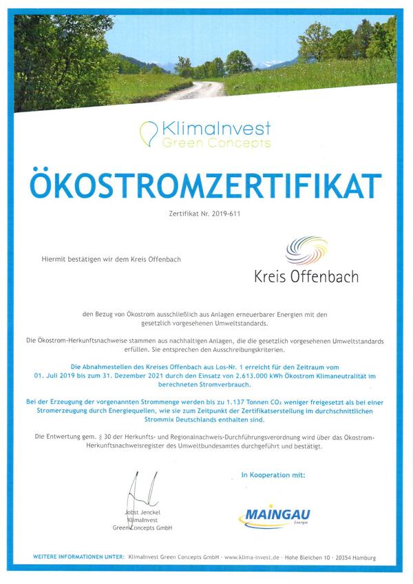 Bild vergr&ouml;&szlig;ern: Ökostromzertifikat »KlimaInvest Green Concepts«