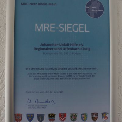 Hygiene-Siegel des MRE-Netz Rhein-Main.