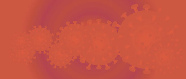 Bild des Virus vor einem DNA-Strang in rot.