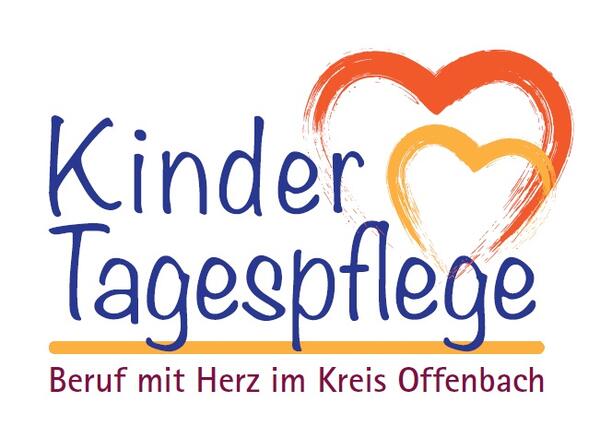 Logo der Kindertagespflege mit dem Slogan Beruf mit Herz im Kreis Offenbach.
