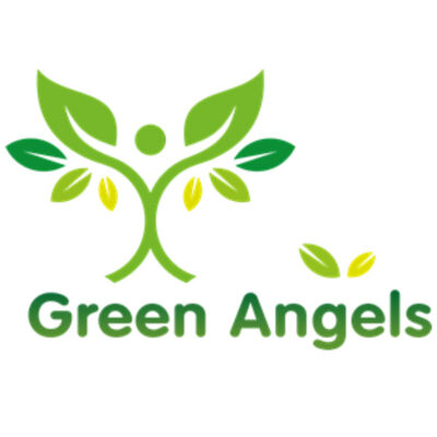 Das Logo der Green Angels zeigt eine stilisierte Engelsfigur in grün mit Blättern als Flügel.