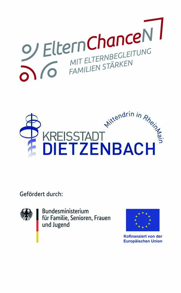 Das Projekt »ElternChanceN Dietzenbach« wird im Rahmen des  Programms »ElternChanceN - mit Elternbegleitung Familien stärken« durch das Bundesministerium für Familie, Senioren, Frauen und Jugend und die Europäische Union über den Europäischen Sozialfonds Plus  (ESF Plus) gefördert und von der Stadt Dietzenbach unterstützt.